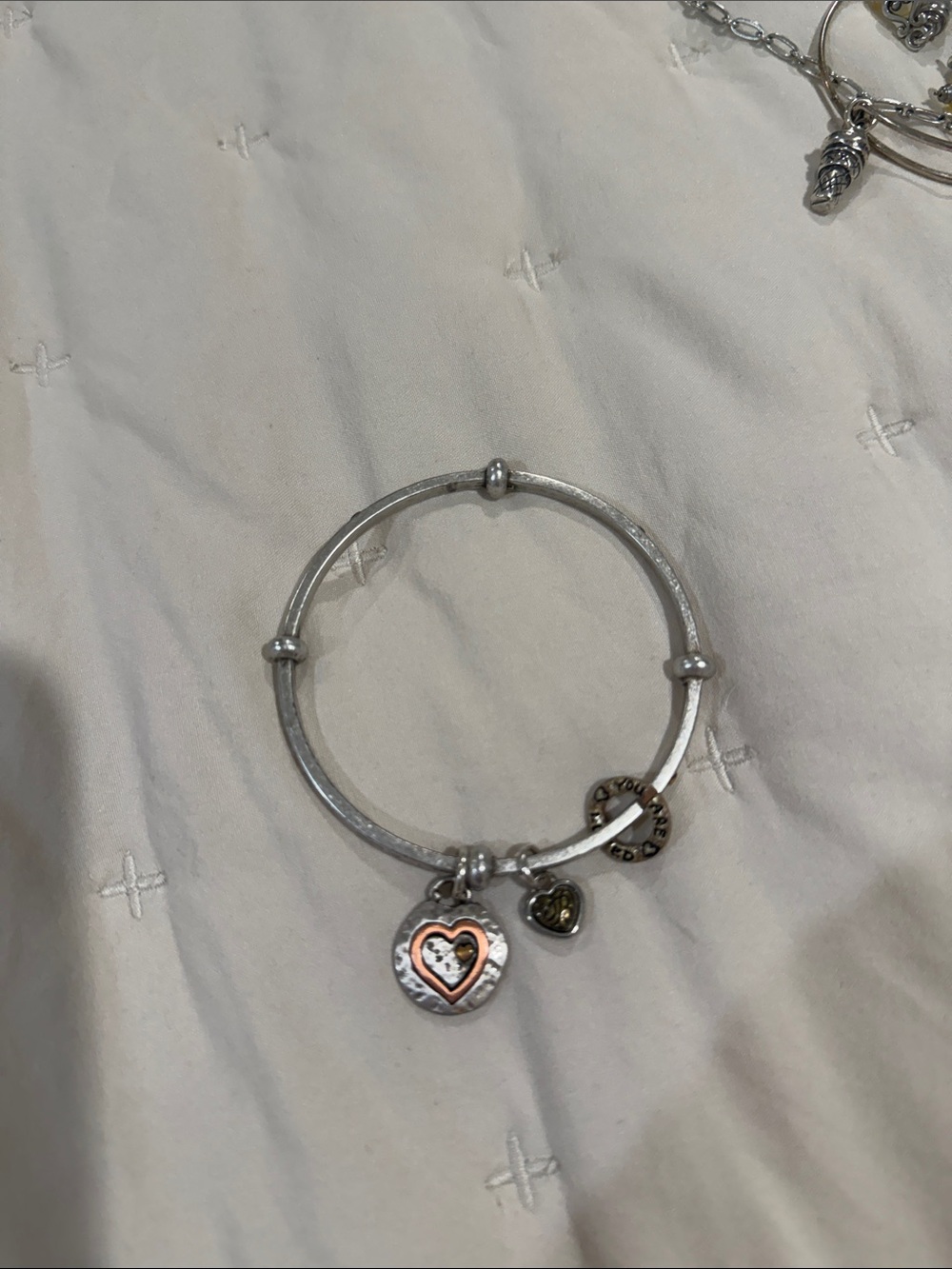 Brighton Silver Toned Bracelet with Rose Gold and Gold Hearts for Mother